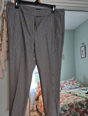 Ann Taylor Black and White Micro-Pattern Trousers